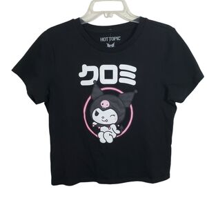 Hot Topic Kuromi by Sanrio Baby Tee Black NWT Large Hello Kitty Japanese Anime
